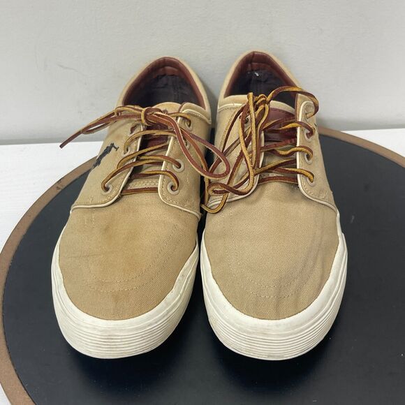 Polo Ralph Lauren Men’s Faxon Low Canvas Sneakers Shoes Tan Lace US 11.5 D - Picture 3 of 11
